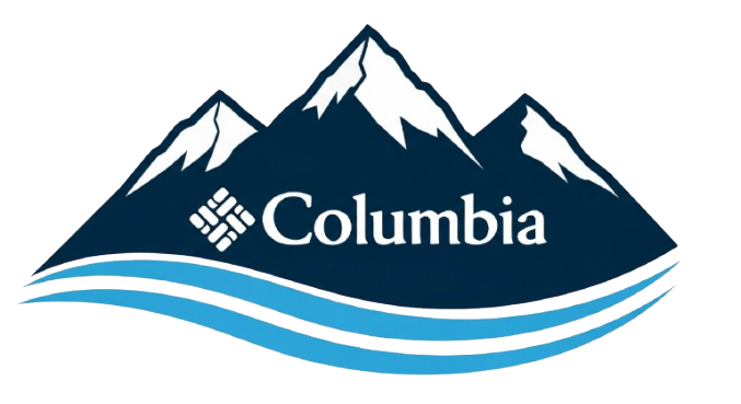 Logo Columbia Store con montañas y olas